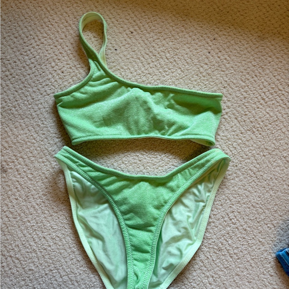 Triangl Swimwear green one shoulder Bikini Set
